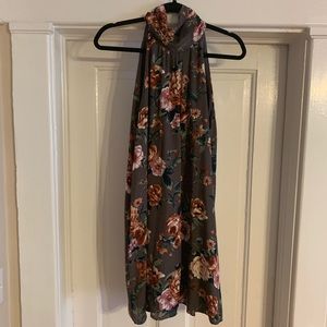 Floral high neck tie dress